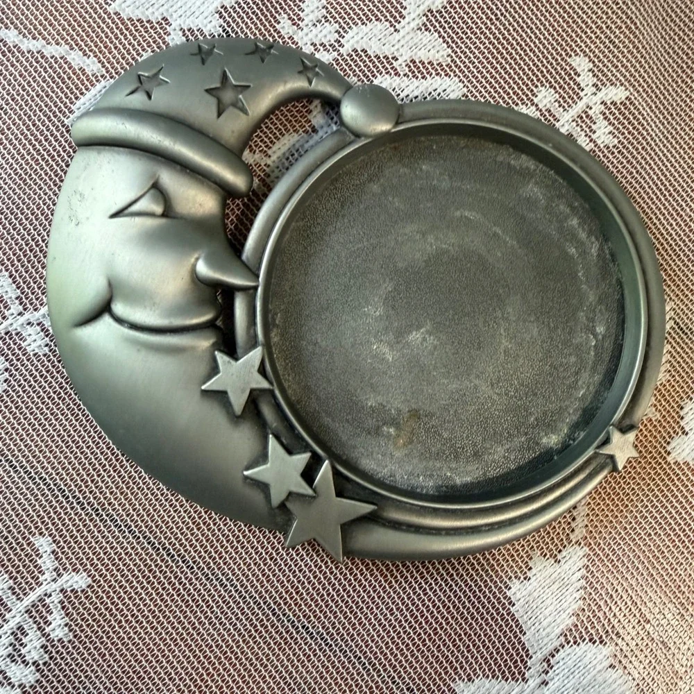 CKK Industrial Moon Candle Holder Unisex OS Silver Excellent Celestial Star Tray